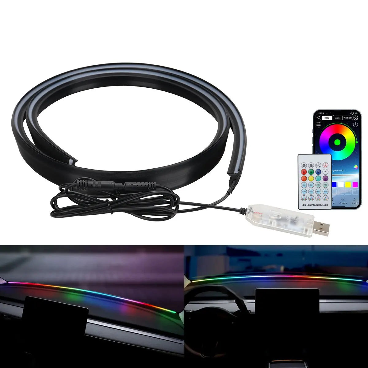 Symphony RGB 64 Color Front Windshield Dashboard LED Ambient Strip