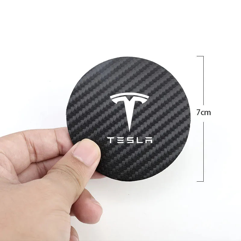 2Pcs Car Water Cup Mat Suede Non-Slip Coaster Accessories For Tesla