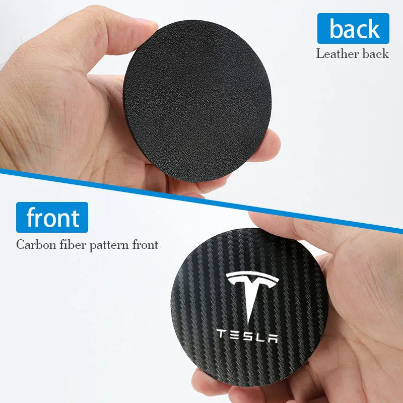 2Pcs Car Water Cup Mat Suede Non-Slip Coaster Accessories For Tesla